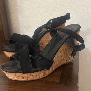 Minelli Black Wedge Sandals